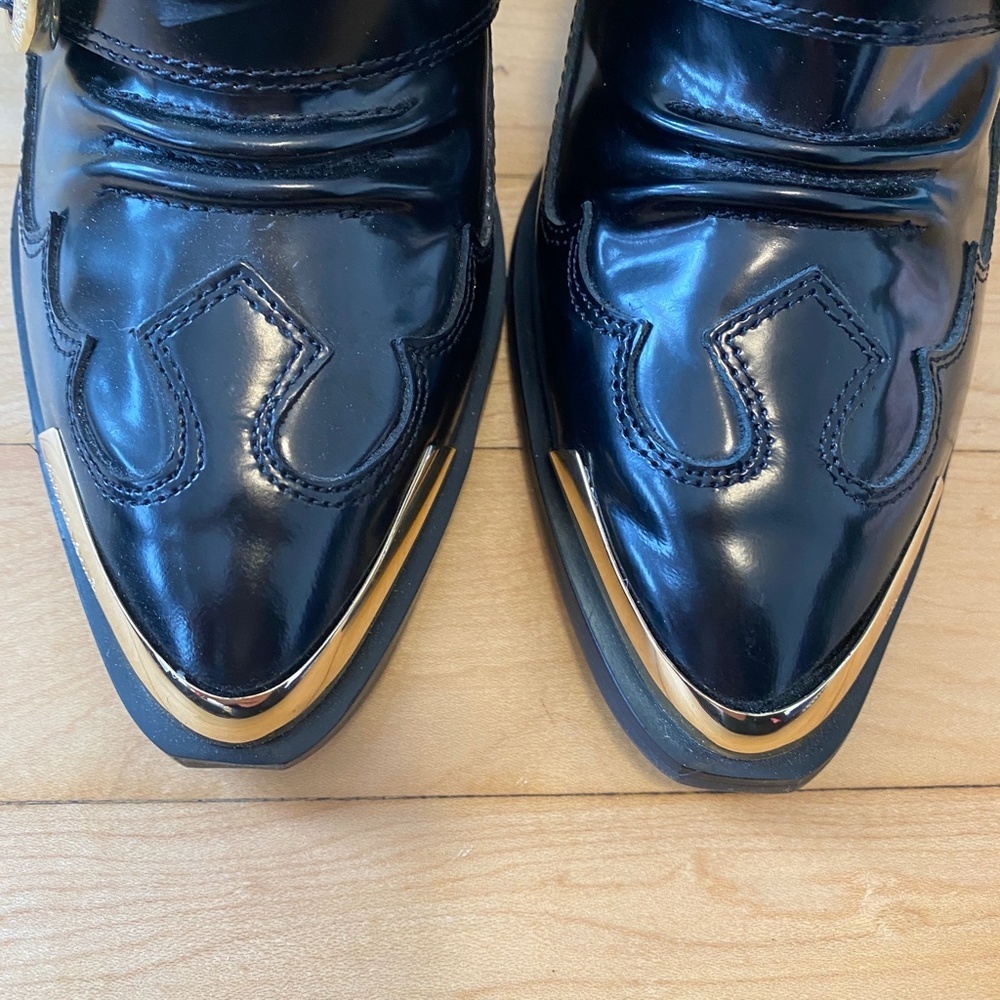 Versace Jeans Couture Gold and Black Leather booties Size EU 37​​ - Picture 11 of 11